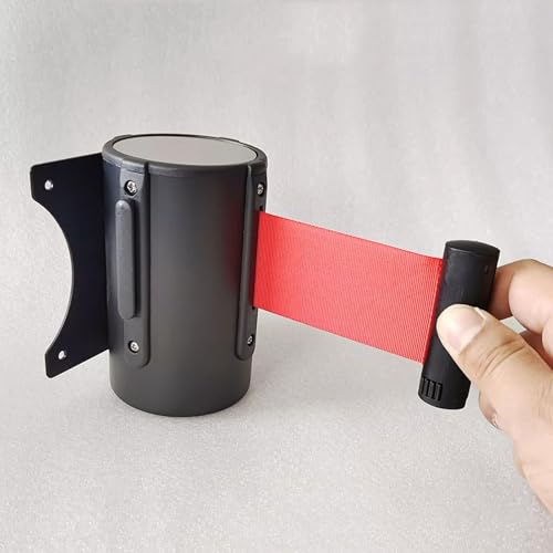CAIFEXUE Red Queuing Safety Tape Cordon - Retractable Belt Barrier, Carbon Steel Housing with Mounting Accessories, 2/3/5/10M Optional/B/5M(16.4Ft)