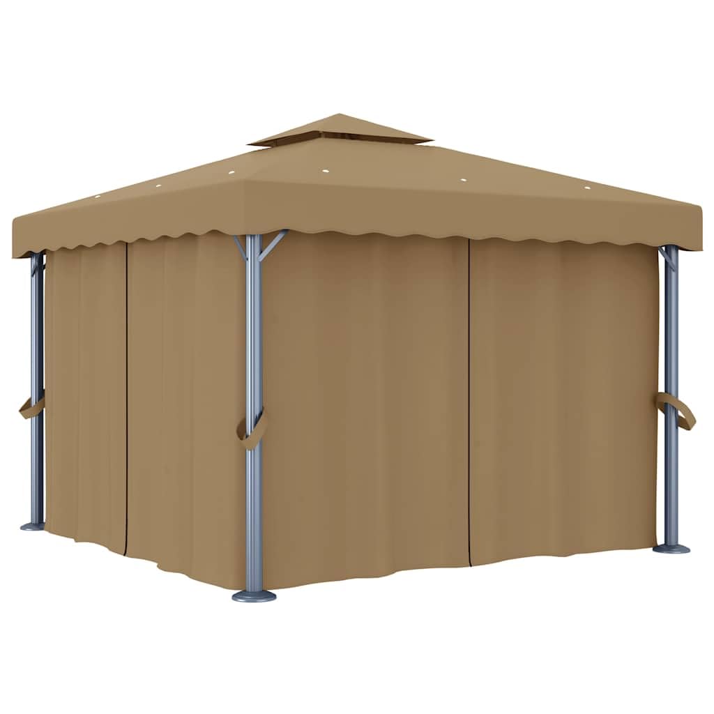 Altana Ogrodowa z Zasłonami 3x3 m Taupe Aluminiowa z Moskitierą