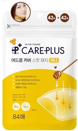 OLIVE YOUNG Care Plus Spot Patch | Hydrocolloid Acne Korean Spot Patch to Cover Zits, Pimples and Blemishes, for Troubled Skin and Face (Manuka Honey, 84 Count (Pack of 1))