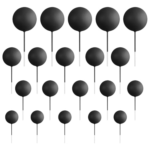 20pcs Versatile Pearl Ball Cake Picks,4 Assorted Sizes ，black cake， Stylish Black Decorative Minis for Effortless DIY Cakes & Pastries ， Perfect for Weddings, Birthdays, Showers, Anniversaries & Cele