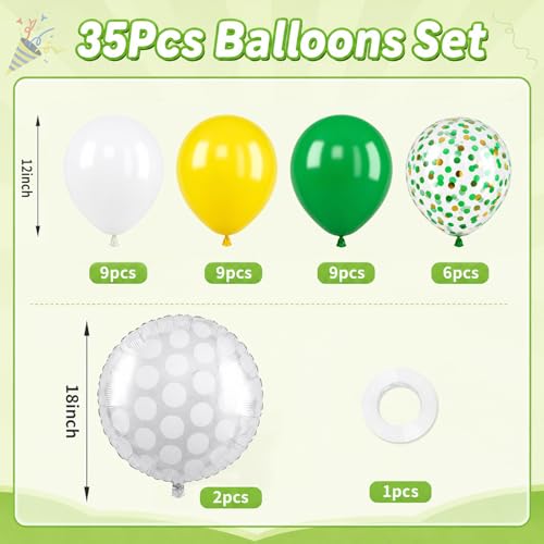 Image of Golf Balloons with 2 Pcs 18 Inch Golf Ball Foil Balloons | 12 Inch Green Yellow Confetti Latex Balloons for Golf Birthday Decorations Sport Theme Party Baby Shower Party Supplies
