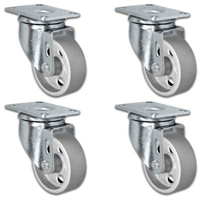 CasterHQ - 3" X 1.25" Steel Wheel Caster Set of 4 - All Swivel Casters - 1,400 lbs Capacity Per Set