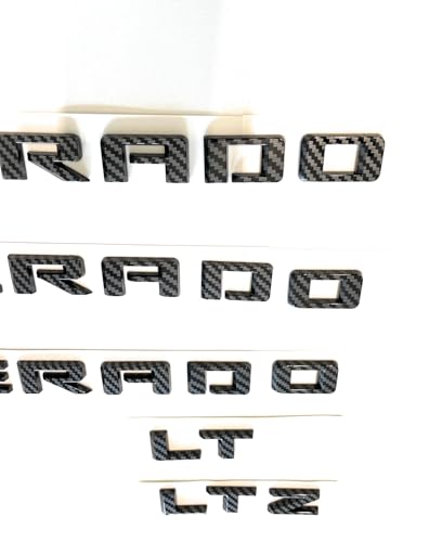 Image of 4pack for Silverado Plus LTZ /LT Emblems 2019-2025 3D Letters Badges Compatible with Silverado (Carbon Fiber)