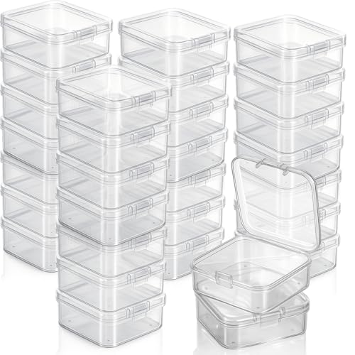 Image of Jetec 30 Pieces Mini Plastic Clear Beads Storage Containers Box for Collecting Small Items, Beads, Jewelry, Business Cards, Game Pieces, Crafts (2.1 x 2.1 x 0.8 Inch)