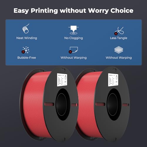 Image of Creality PLA Filament 1.75mm Bundle 2KG, High Precision + /-0.02mm 3D Printer Filament, Consistent Extrusion, Smooth Printing, 2 Pack 1KG Spool,Fits for Most FDM 3D Printers(Red*2)