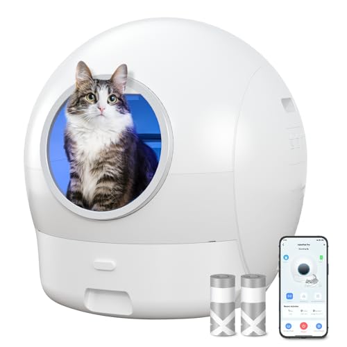ELS PET S2 Automatic Cat Litter Box Self Cleaning for Multi Cats, APP Control Smart Litter, Pearl White