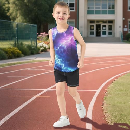 Boys Tank Top Shirts 3D Abstract Graphic Blue Red Print Sleeveless T-Shirts Crew Neck for Kids Clothing Children 5