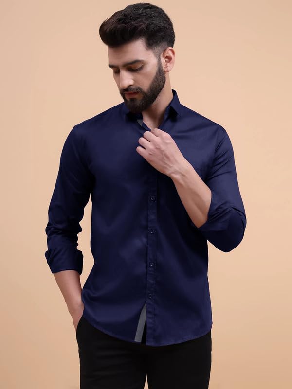 Image of Tee Projekt Solid Shirt for Men's,Solid Shirt for Men's, Casual Shirt for Men,Full Sleeve Spread Collar Shirt for Men, Shirt for Men||(Pack of-2)||