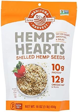 Manitoba Harvest Hemp Hearts Raw Shelled Hemp Seeds, 1lb; with 10g Protein & 12g Omegas per Serving, Non-GMO, Gluten Free - Packaging May Vary