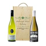 Marlborough Personalised Sauvignon Blanc Classic White Wine Gift Set (2 x 75cl) | 12.5% ABV | New Zealand White Wine Collection in Double Wooden Box