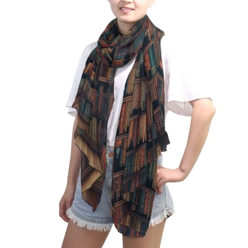 ALAZA Library Book Shelf Chiffon Silk Long Scarf Shawl Wrap4