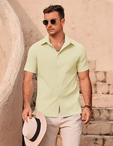 COOFANDY Mens Casual Button Down Shirts Short Sleeve Summer Beach Vacation Shirts4