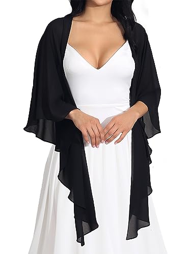 EASEDAILY Women's Shawls and Wraps for Evening Dresses Chiffon Wedding Scarf Bridal Stole Shrug for Bride and Bridesmaid