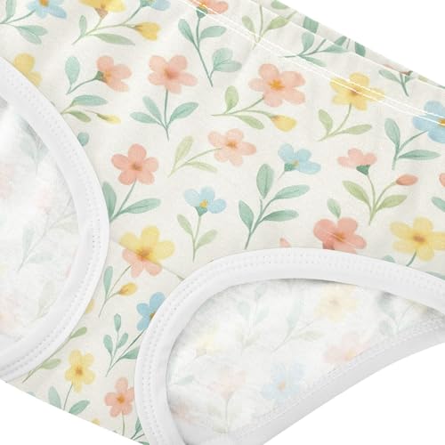 Joisal Cartoon Girls Underwear Toddler 2t Cotton Cute Panties Girl Cute Pastel Floral Beige Kids Briefs Undies4