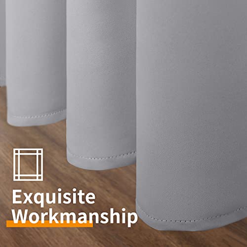 Image of YoungsTex Light Grey Blackout Curtains 68 Inches Length for Bedroom - Thermal Insulated Window Drapes with Grommet Room Darkening Privacy for Bathroom Living Room, 2 Panels, 42 x 68 Inch