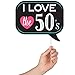50s Photo Booth Props - 41-pc Photo Booth Kit with 8 x 10-Inch Sign, 60 Adhesive Pads, 45 Sticks - Sock Hop Party Decorations - Fifties Theme Photo Booth Props