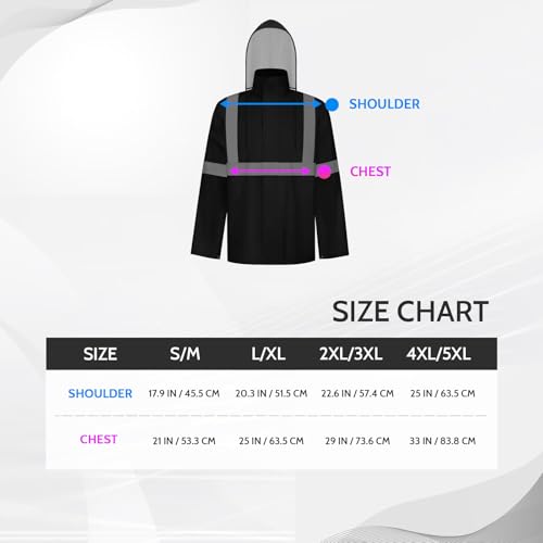 Image of TCCFCCT Hi Vis Rain Jacket Rain Suits for Men Waterproof, High Vis Rain Coat with Hood, High Visibility Rain Gear for Safety Work, Class 3 Reflective raincoat for Outdoor Activities, L-XL Black NP