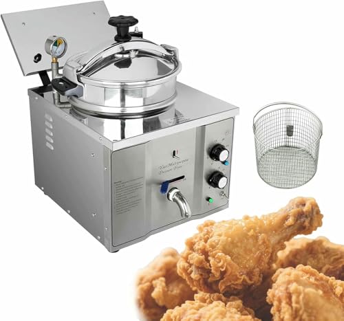 Image of Pressure Fried Chicken Machine ，Industrial deep fryer pressure cooker electric table top commercial chicken pressure fryer, Stainless Steel 3000W