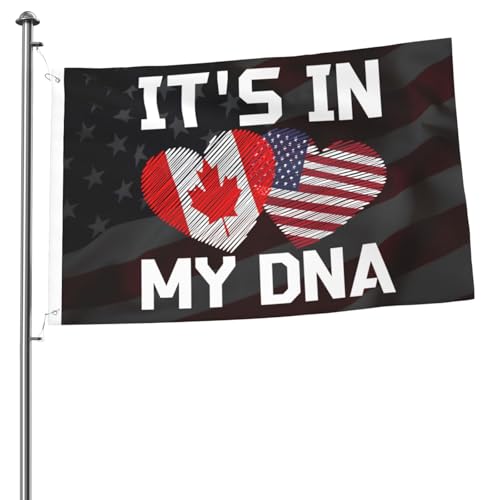 Nogxinri Proud Canadian American Its In My Dna 2x3ft Double Sided Flag Vivid Color Fade Resistant Outdoor Indoor Decor