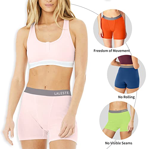 Image of LALESTE Women Cotton Boxer Briefs 3 inch Inseam Boy Shorts Underwear Anti Chafing Shorts 5 Pack