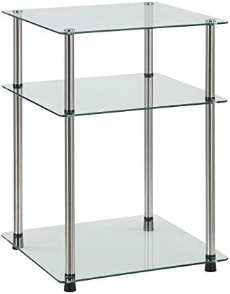 Convenience Concepts Designs2Go Classic Glass 3 Tier End Table, Glass