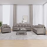 Brokky 3-TLG. Sofagarnitur mit Kissen Sofa Wohnzimmer Sitzgruppe Wohnzimmer Sofa Set Sofas FüR Wohnzimmer Taupe Stoff - 3201639