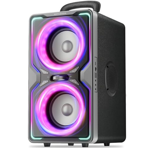 Image of Hotlemon Large Bluetooth Speaker: 240W Peak Powerful Loud Sound with Deep Bass, 15H Playtime, Fast Charge, TWS, Portable Wireless Speakers for Outdoor, Party, Beach, Backyard, Home, Outside (Silver)