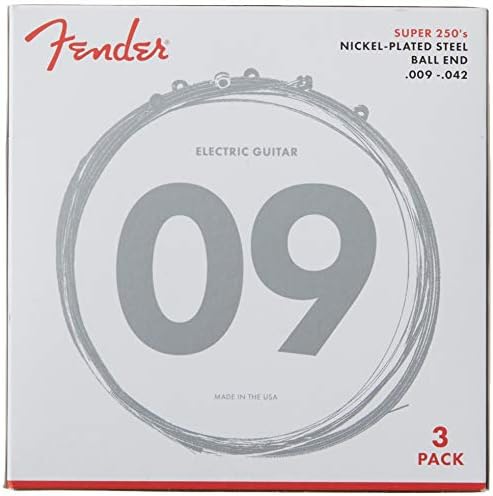Fender Super 250 String Set - 250L (009/042) Pack of 3 Sets - Nickel-Plated Steel - Ball Ends