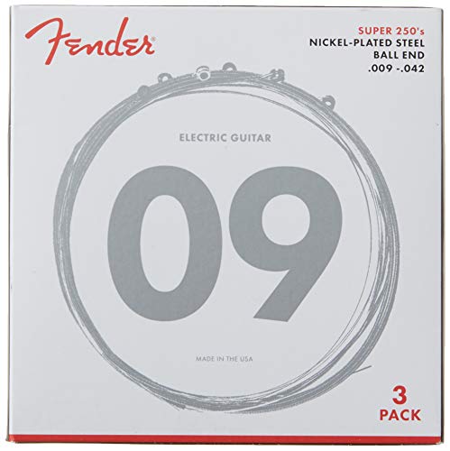 Fender Super 250 String Set - 250L (009/042) Pack of 3 Sets - Nickel-Plated Steel - Ball Ends