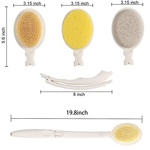 Lfj 3 In 1 Back Bath Brush Set For Shower, 19" Long Handle Body Brush, Bath Sponge And Pumice Gentle Exfoliation And Improved Skin Health, Suitable For Men And Women #TOP2