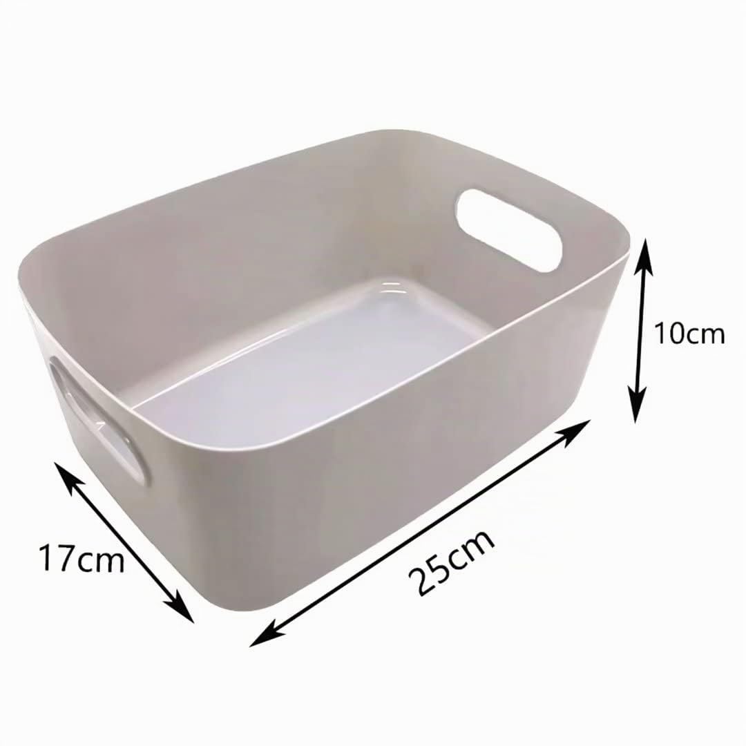 4 Stück Aufbewahrungsbox (25 x 17 x 10cm) Boxen Aufbewahrung, Aufbewahrungskorb Kunststoff, Multifunctional Ordnungsboxen, Korb Aufbewahrung Badezimmer, Kitchen Schrank ​Storage Körbchen (Grau)