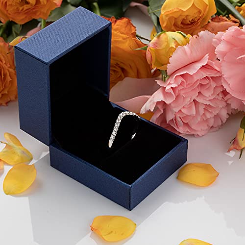 Moissanite Wedding Band 0.39Ct D Color Vvs1 Lab Created Diamond Half Eternity Curved Wedding Band 925 Sterling Silver Guard Enhancer Wedding Rings Stackable Ring For Women (11) #TOP4