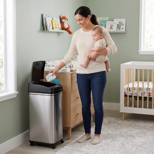 Image of iTouchless 13 Gal Sensor Diaper Pail w /Odor Filter, 50L 135 Diaper Capacity
