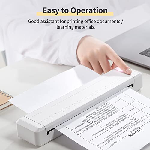 Image of Portable Wireless Letter Printer for Travel, Bluetooth Thermal Inkless Small Printer, Support A4 Paper, Work with Laptop Phone and Pad (White)