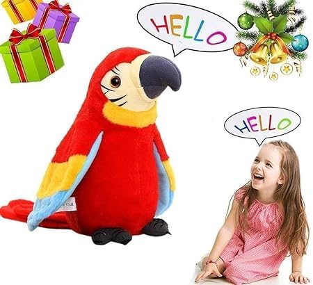 Image of PRIME Talking and Dancing Parrot Toy for Kids Soft Plush Musical Bird Toy with Preloaded Music /Songs, Voice Repeat and Dance Functions Funny Return Gift for Kids Multicolour Pack of 1 (Talking Parrot)