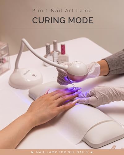 Image of MelodySusie 360 2-in-1 Gooseneck Nail Lamp S-Pro09M for Detail Work | 60s Timer; 2000mAh Battery; 6h Runtime; One-Touch Control; Rhinestone Glue; Solid Nail Glue Gel; Liner Gel