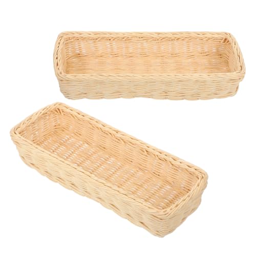 SHINEOFI 2 Piezas Cesta Organizadora de Cubiertos y Vajilla Tejida de Ratán , Diseño Artesanal, Almacenamiento Versátil y Elegante para Cocina y Comedor
