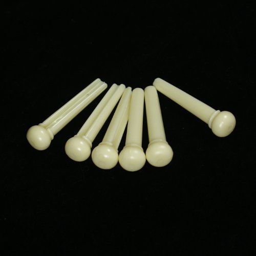 (E60) Set of 6 Acoustic Guitar Bridge Pins ,Aged White /No Dot