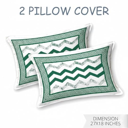 Image of Living Roots Ethnic Jaipur Block Print Double Cotton Bedsheet & 2 Pillow Covers, for Mattress Upto 6 inches Thick, No Colour Bleeding, Green Colour, King Size 90 * 108 inches, 120TC (609-C)