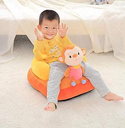 Image of AVS Monkey Design Baby Rocking Chair for Sofa Seat, Plush Cushion Playing Sofa, Cute Cartoon Shape Dining Chair, Birthday Gift for Kids (Orange)