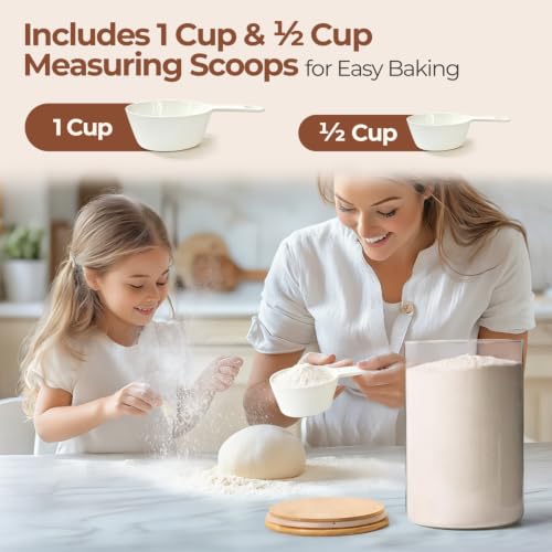 Image of ComSaf Flour Sugar Storage Containers 4 Qt, 2 Pack Glass Flour Container