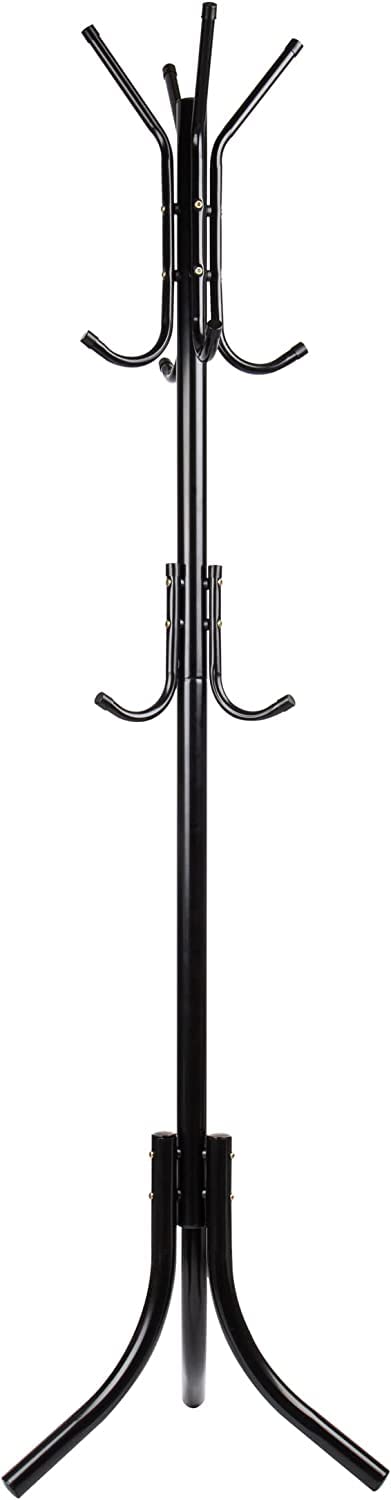 COATRACK Standing Metal Coat Rack Hat Hanger Hook for Jacket, Purse, Scarf Rack, Umbrella Tree Stand, Black