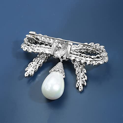 Image of Elegant Love Bow Brooch Micro Pave Cubic Zirconia Bowknot Wedding Bride Mother Brooch Pin Ribbon Shape Jewelry Brooch Breastpin