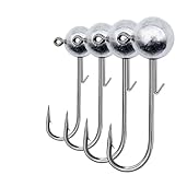 Jig Heads for Fishing 20 PCS Fishing Hook Jig Hook Round Head Crank Bass Tackle Carbon Steel Hooks for Soft Baits(12g)