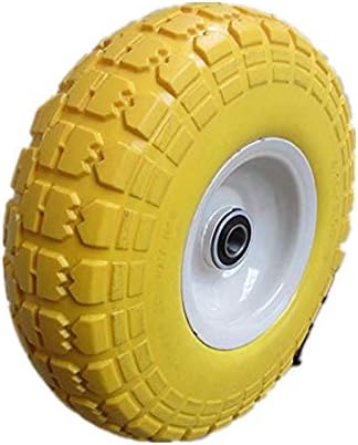 11-pu-y-dh-16p 4.10/3.50-4" Flat Free Hand Truck/utility Wheel Tire, 2.25" Offset Hub, 5/8" Ball Bearings, 10" Tire Diameter,knobby Tread