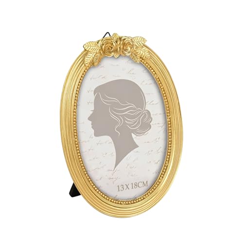 CECOMBINE Oval Gold Bilderrahmen aus Harz - 13 x 18 cm, Bilderrahmen Gold...