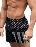 COOFANDY Herren Badehose Quick Dry Board Shorts Badeanzug Bademode Badeanzug, Amerikanische Flagge, Schwarz, Large