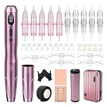 Biomaser Wireless maschine Semi Permanent Make-up Maschinen-Kit 1000mAh akku mit 10 Stück Patronen Nadeln für Augenbrauen Lippen Eyeliner Ombre Puder Brauen Microshading Zubehör (S20-2)