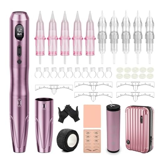 Biomaser Kit de máquina de maquillaje semipermanente inalámbrico con cartuchos de 10 piezas Agujas para cejas Labios Delineador de ojos Ombre Polvo para cejas Microsombreado Accesorios (S20-2)