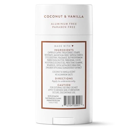 Native Deodorant Contains Naturally Derived Ingredients, 72 Hour Odor Control, Deodorant for Women and Men, Aluminum Free, Coconut & Vanilla 2.65oz - image 9